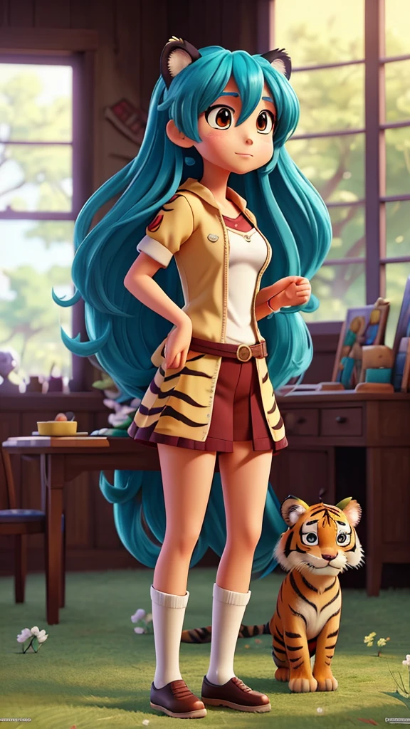 woman stands in front of a tiger in a field, anime drawing of Yang Jay, winner of the pixiv competition, Fantasy art, Beautiful anime artwork, anime style 4k, Beautiful anime art, anime illustration, anime epic work of art, Beautiful anime, detailed anime artwork, 4k manga wallpaper, beautiful fantasy anime, anime art wallpaper 8k, anime picture, detailed anime art