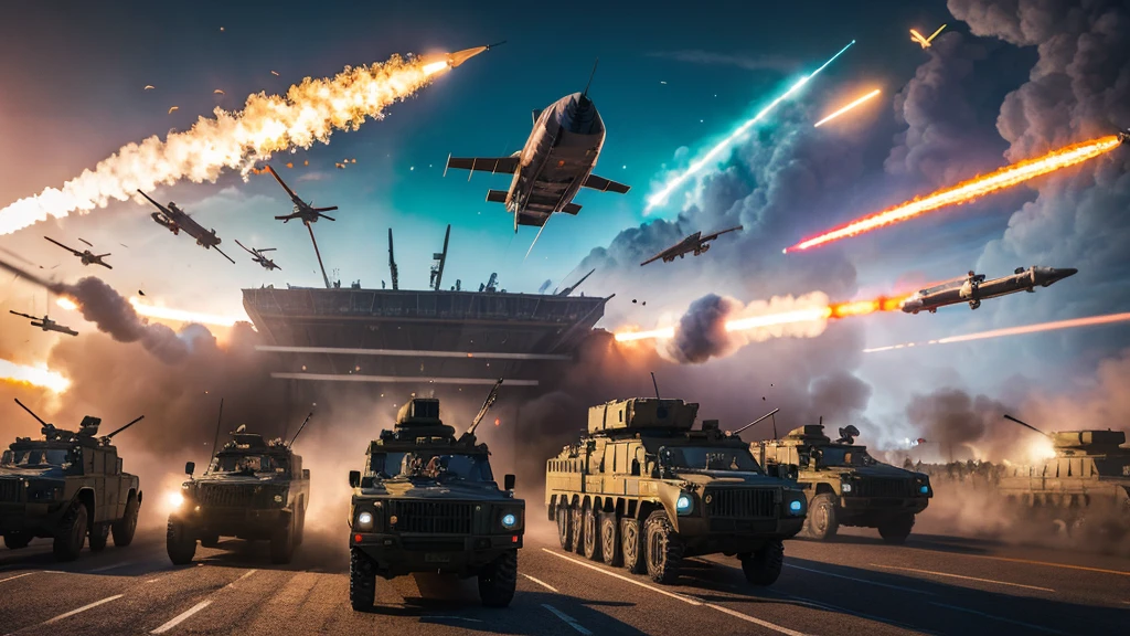 many bunch of missiles, many rocket, very big, tumblr, digital art, russia, avatar image, mobile wallpaper, very accurate photo, radoslav svrzikapa, automated defence platform, very accurate coherent image, hq 4k phone wallpaper, operation highjump, olga buzova, cover shot, military parade, roman shipunov, views from left. very big explosion