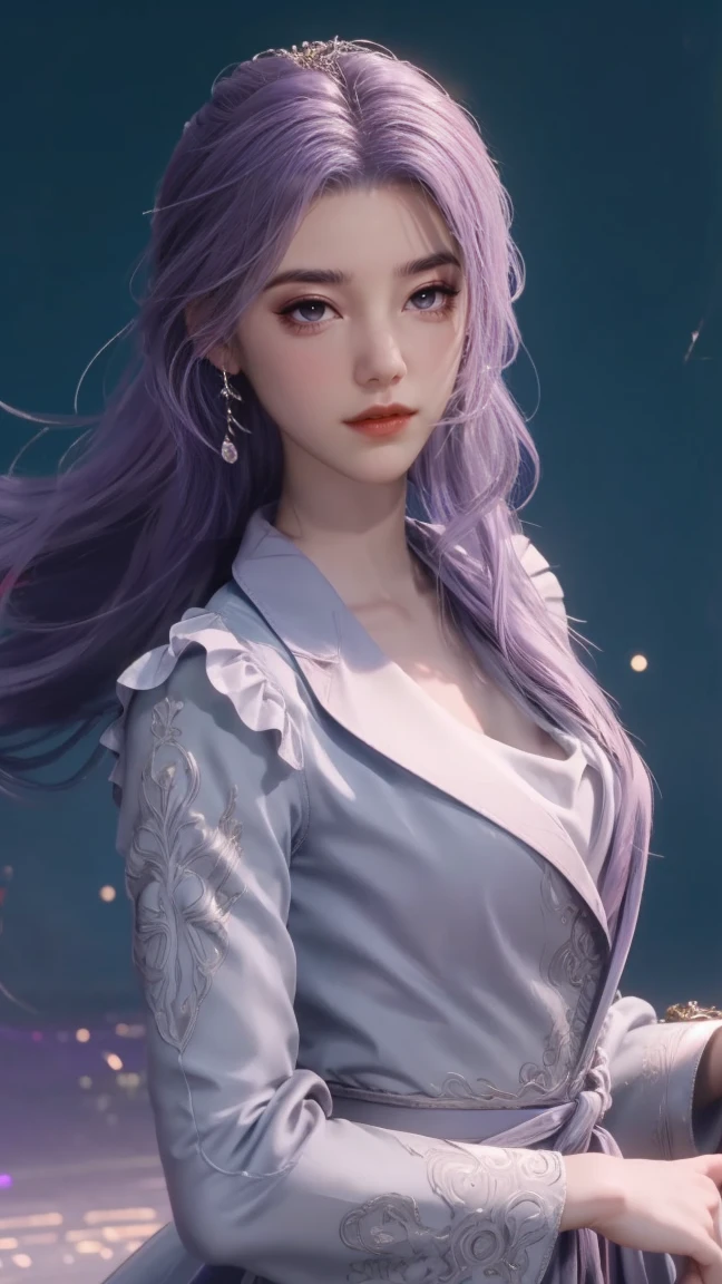 1girl, cheerful girl, purple hair, carefree and happy, smiling, laughing, The girl is wearing a beautiful dress, the girl's eyes are bright and sparkling, very beautiful, cute and sweet