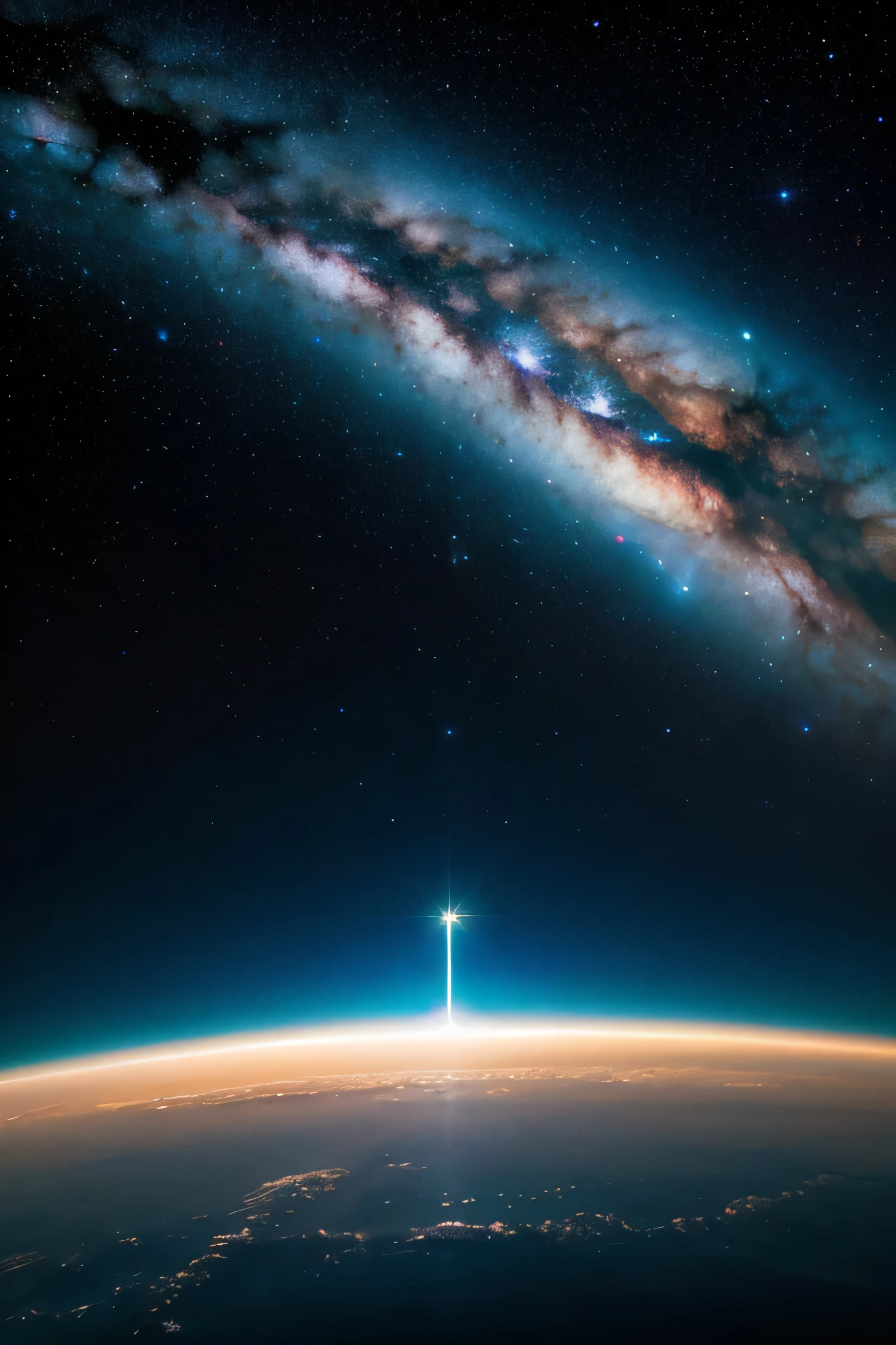 An astronaut in the space station, weightless and floating, gazes at the vast expanse of the galaxy. The dazzling lights of stars and nebulae shine like brilliant jewels in the immense darkness of space. With eyes wide in awe and wonder, they look at millions of stars, planets, and distant galaxies. They feel as if they are closer to a great cosmic secret. Each point of light is an unknown world full of endless possibilities. In this moment, they are not only gazing at the infinite expanse of the galaxy but also at the boundless depth of existence, feeling that they themselves are part of this