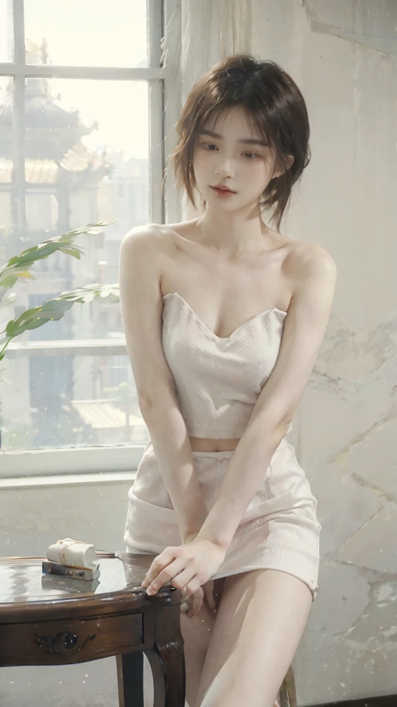 （masterpiece），（Top quality），（8k wallpaper），（Ultra-high resolution），Good composition，（Super Fine），beauty的Art，Art，practical，beauty，好Art，palace，Scenes，Shiny skin，Delicate skin，Delicate skin，（beauty的头发），Five fingers slender hands，masterpiece，best quality，complex，High Detail，Model shooting style，Film Grain，beauty女孩的照片，训练有素的beauty身体，Sweaty skin，beauty的长头发，（With eyes closed），Paris Palace Interior，（（（short hair，Side Point））），