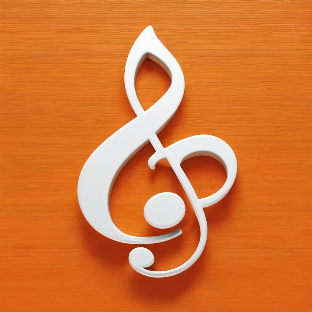  Orange background, (one white musical note)