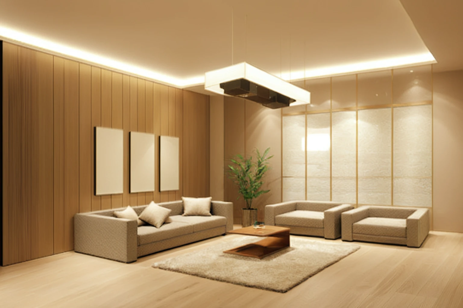 morden minimalism style livingroom, elegent material, warm light,
