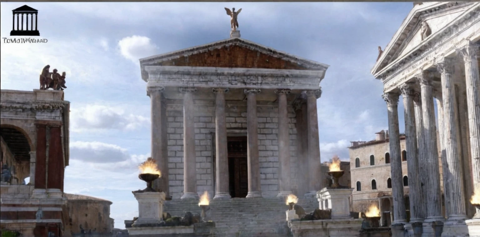 arafed structure with columns in a city with a sky background, roman columns, roman architecture, roman pillars, roman monuments, ancient rome, rome backdrop, eternal city, greek-esque columns and ruins, by Tom Wänerstrand, old roman style, columns, marble columns in background, ( ( ruins of ancient rome ) ), ruins, rome, giant columns