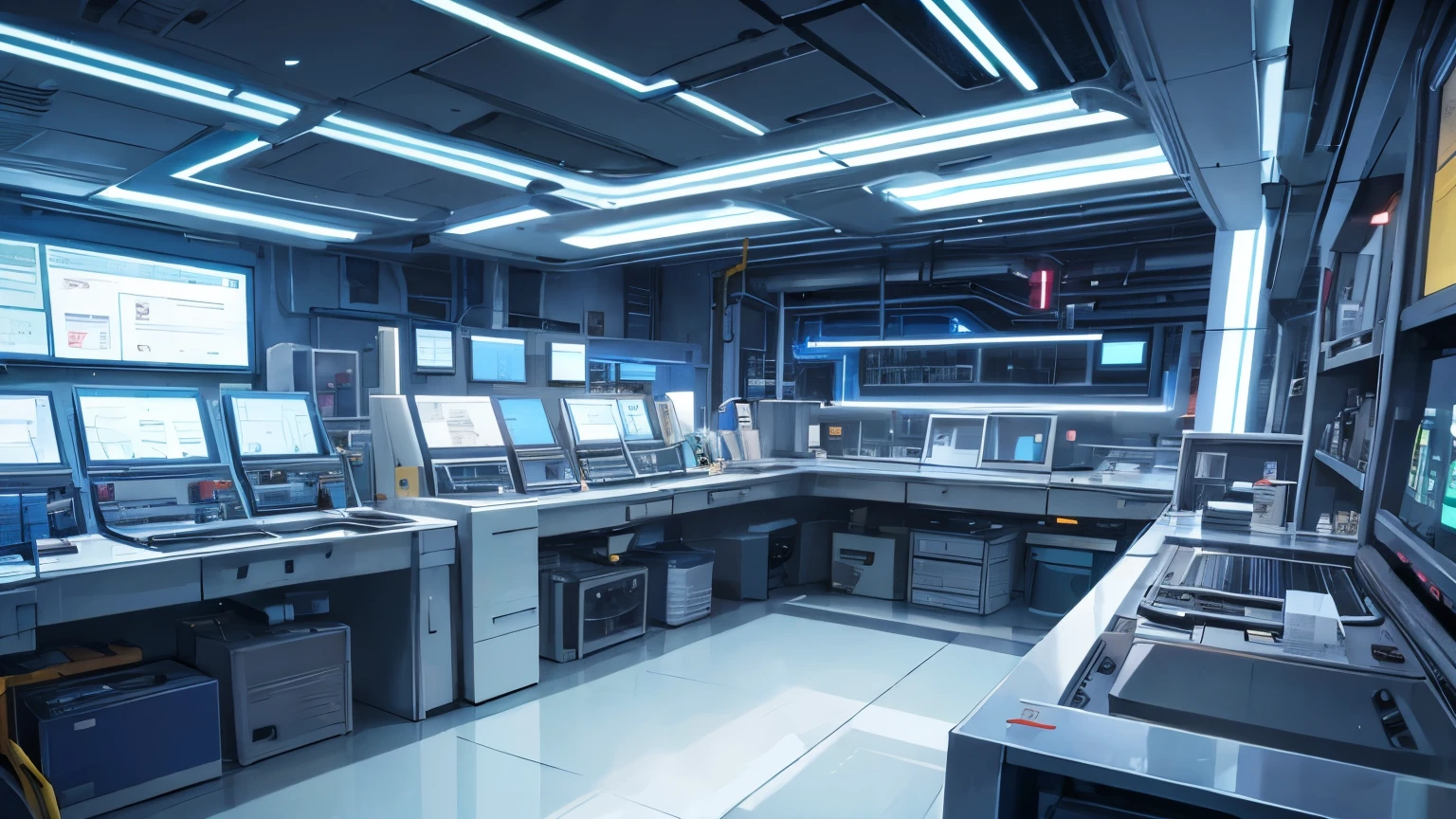 Futuristic technical laboratory