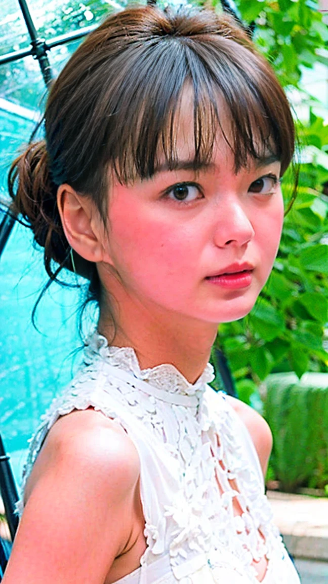 (8k、RAW Photos、highest quality、masterpiece:1.2)、(Realistic、Realistic)、1 Japanese girl、(((30 Years Old)))、(Short hair)、((Black Hair))、((White Lingerie))、((Huge Breasts))、((Petite Woman))、skeletally correct