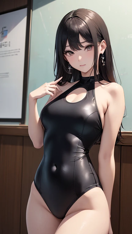 (((masterpiece))),(((High resolution)))、(((8K)))、(((Perfect Face)))、(((Korean Idol))), ((Black School Swimsuit)), Looking at the camera, Thighs, ((Top quality eyes)), ((Fine grain)), ((Detailed face)), (Detailed Texture)
