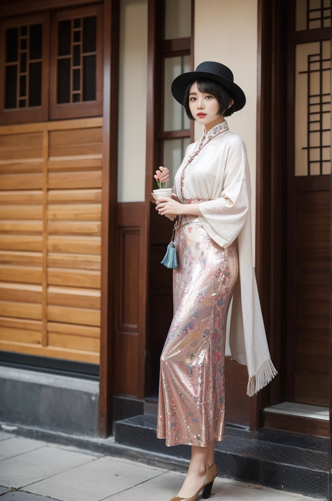 1920s的时尚穿搭是一个充满创新和变革的时期，Fashion during this period was influenced by a variety of cultural and social movements，包括Women's Liberation、Jazz and Art Deco。以下是一些1920s时尚的特点：

Women's Liberation：1920s是Women's Liberation的时期，Women began to wear pants、Hair cut short，These behaviors were seen as a challenge to traditional gender roles at the time.。
Art Deco：1920s的时尚受到Art Deco的影响，Characterized by clean lines、Symmetrical design and geometric patterns。
Short skirt and short hair：1920s，Women&#39;s skirt length shortened，Short hair becomes a popular trend，This style is called &quot;garçonne&quot;（French for &quot;boys and girls&quot;）。
The influence of jazz：爵士乐的兴起对1920s的时尚产生了影响，The characteristic reflected in the clothing is the tassel、Sequins and Bold Patterns。
Lower waistline：1920s初期，女性的Lower waistline，The skirt is loose，This design is called a &quot;straight skirt&quot;（tubular skirt）。
Colors and Patterns：1920s的服装色彩丰富，Including bright red、Blue and Green。Pattern-wise，Geometric and abstract patterns are popular。
Accessories：1920s的Accessories包括长珍珠项链、Feather scarf、Wide-brimmed hat and gloves。
Makeup and Hairstyle：1920s的化妆品强调眼妆和唇妆，Hairstyle，Short hair and bob haircuts are popular。
Evening wear：1920s的Evening wear非常华丽，Use Silk、Lace and other high-end fabrics，Often accompanied by long gloves and jewelry。
1920s的时尚是表达和个性张扬的象征，The clothing and styles of this period still have a profound influence on the fashion world today.。