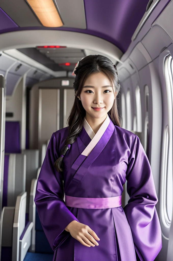 Make a purple hanbok for a flight attendant