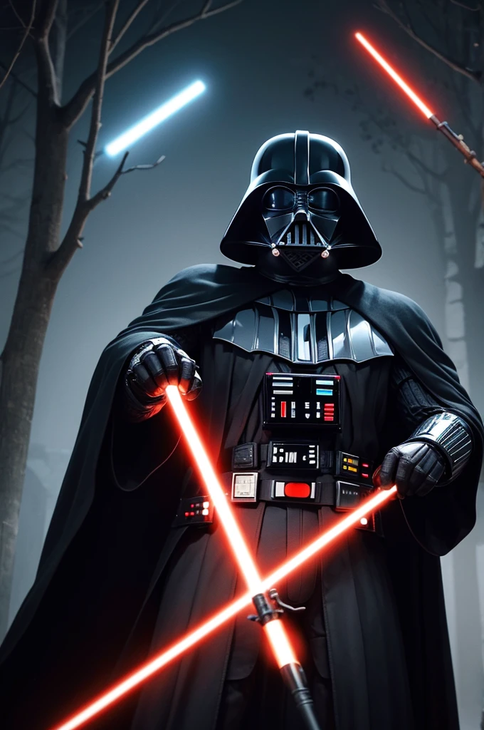Darth Vader using the force on an owl that is scared and slipping