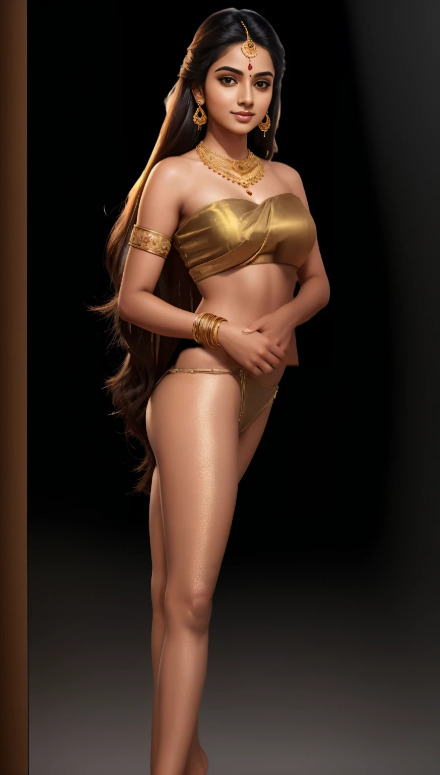 seductive big breast with half cup demi bra,Extra long shiny thick hair till knees, ultra-detailed, ultra realistic. upper half body of (A hyper-realistic), (illustration), (high resolution), (8K), (highly detailed), (The best illustration of beautiful detailed image), (top-quality), (ultra-detailed), (​masterpiece), (beautiful attractive face), very long shiny thick hair, Earrings with bangs, ((20 year old Indian beautiful girl)) , (((Glamorous body))) , standing straight Elegant Pose, Seduction pose, perfect figure without background.