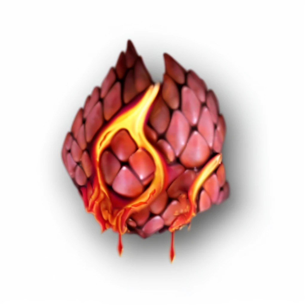 Dragon Scale, 赤红Dragon Scale, , Fire dragon scales, Fire Element, 发光的Dragon Scale带有岩浆,Game Icon,Game Icon,8K,cg,高精度的Dragon Scale图标