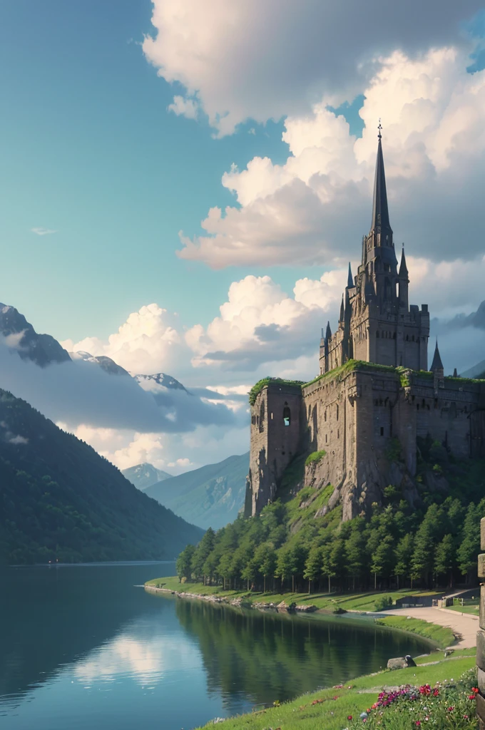 masterpiece, best quality, high quality, Extremely detailed CG Unity 8K wallpaper, landscapes, perfect reflection, stunning water surfaces. outdoor, Sky, cloud, dusk, no humans, castle, Gothic, Mountain, landscape, water, trees, blood moon, waterfall, cliff, nature, lake, river, cloudy Sky, Detail enhancement, Detail enhancement, no defects. Award-winning photography, Bokeh, depth of field, high dynamic range, bloom, Color difference, photorealism, Very detailed, complex, high detail, dramatic, Castlevania,
