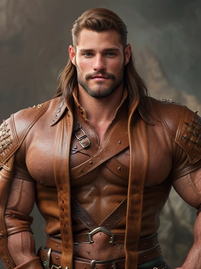 Male, no long hair, portrait of a ruggedly handsome gay, muscular, half body, masculine, mature, leather, d & d, fantasy, intricate, elegant, highly detailed, digital painting, artstation, concept art, smooth, sharp focus, 