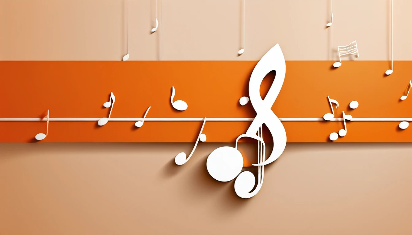 Orange background, (one white musical note)