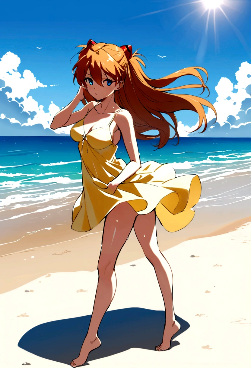 Anime girl with long orange hair, standing on the beach near the ocean, green eyes detailed digital anime art, cat ear, anime girl with long hair, гладкое аниме cg art, anime girl with long hair, digital anime art, work in Guweiz style, Beautiful anime portrait, Photorealistic render of an anime girl, pantyhose, Beautiful anime girl, advanced digital anime art, guweiz на artstation pixiv HD UHD HQ