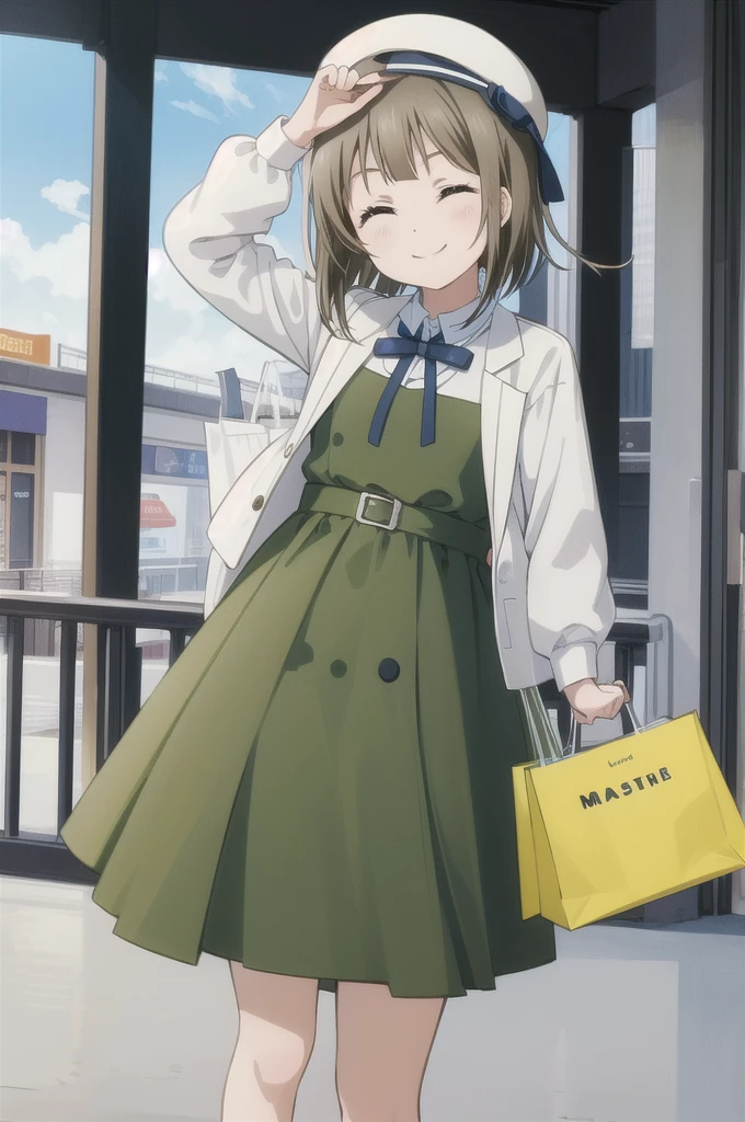 (Highest quality, masterpiece:1.2), One girl, alone, cute, View your viewers, smile, Cowboy Shot, null, Shopping Centre,Trying to hold hands ,Nakasu Kasumi with one eye closed, Nijigasaki Gakuen ,
