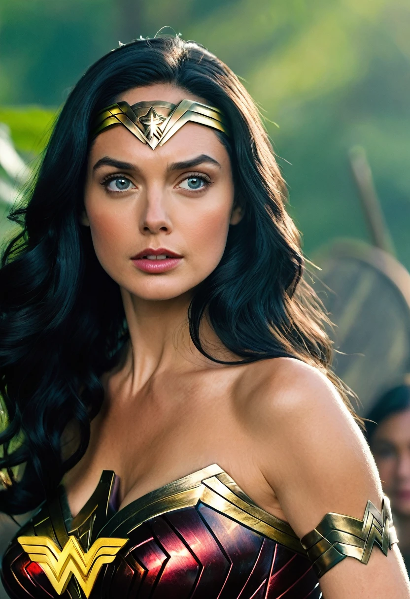 (((Extreme close-up Diaema Wonder Woman))) Wallis Day(((long black hair)))under the mantle of the Amazon warrior Wonder Woman Diaema Wonder Woman frontal images color images Splash))),(((Wallis Day))),(((black hair Largo))),(((black hair))),(((Diaema Wonder Woman)))