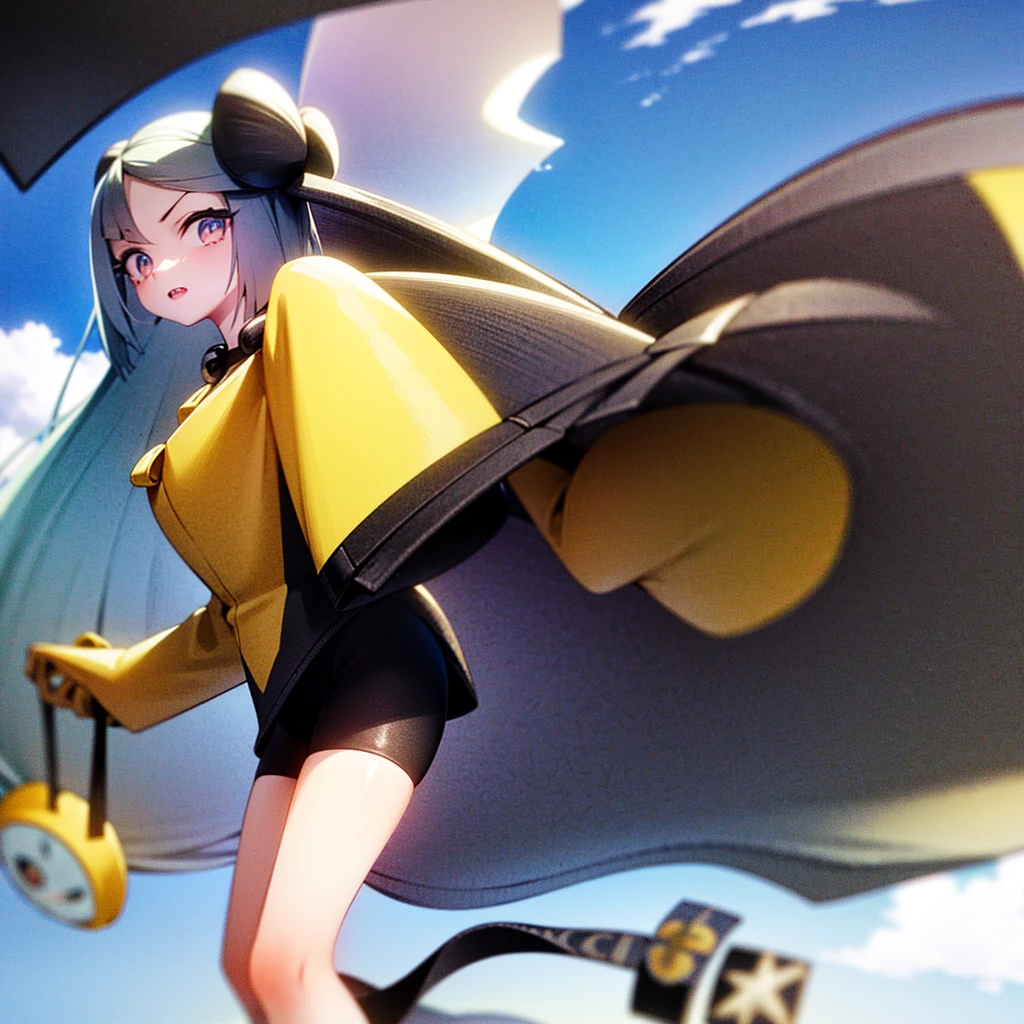 Tips: Very attractive girl with backpack and cute puppy、Enjoying a lovely spring outing surrounded by beautiful yellow flowers and nature。. The illustrations are high definition illustrations with 4K resolution., Featuring highly detailed facial features and cartoon-style visuals.