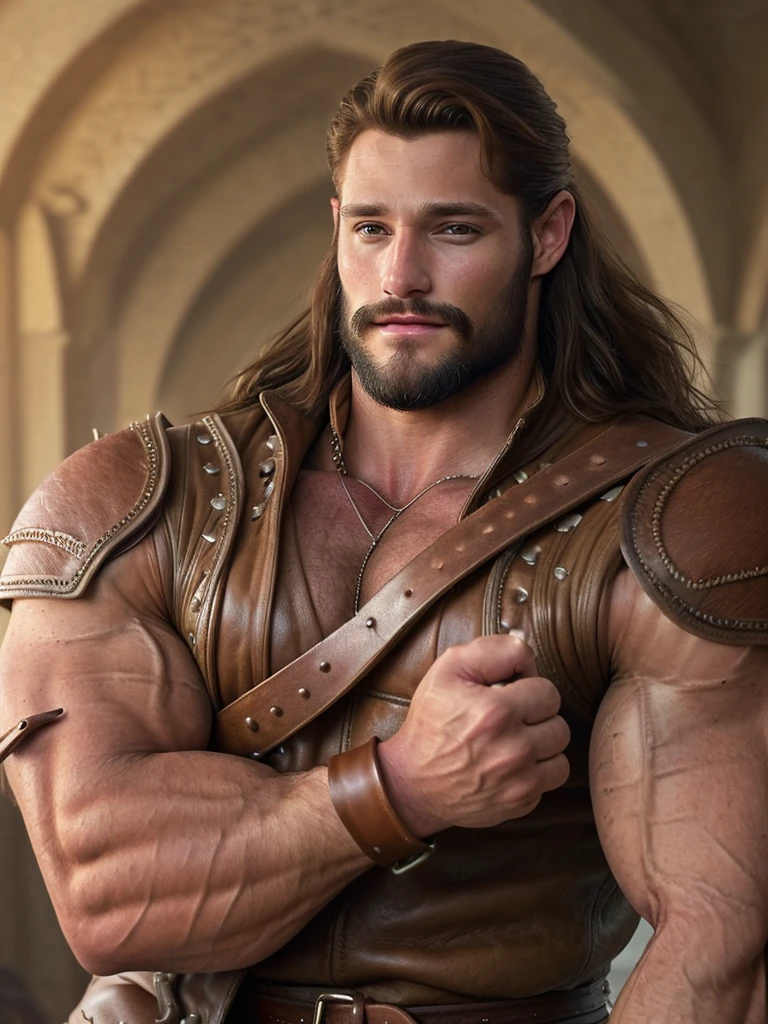 Male, no long hair, portrait of a ruggedly handsome gay, muscular, body, masculine, mature, leather, d & d, fantasy, intricate, elegant, highly detailed, digital painting, artstation, concept art, smooth, sharp focus, 