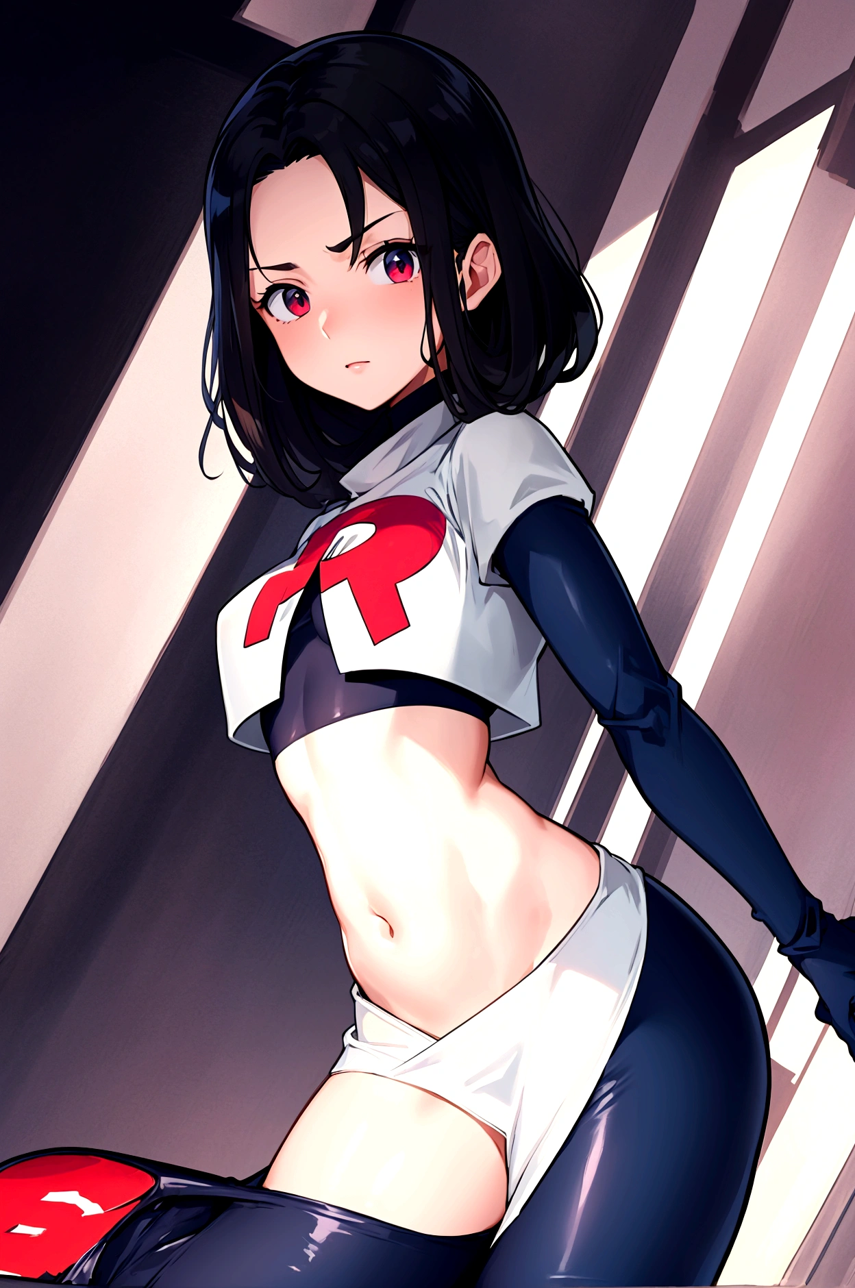 Little sarada  com uma camisa larga mostrando os seios pequenos, sideboob, Ahegao face, corpo inteiro, coxas grossas 
