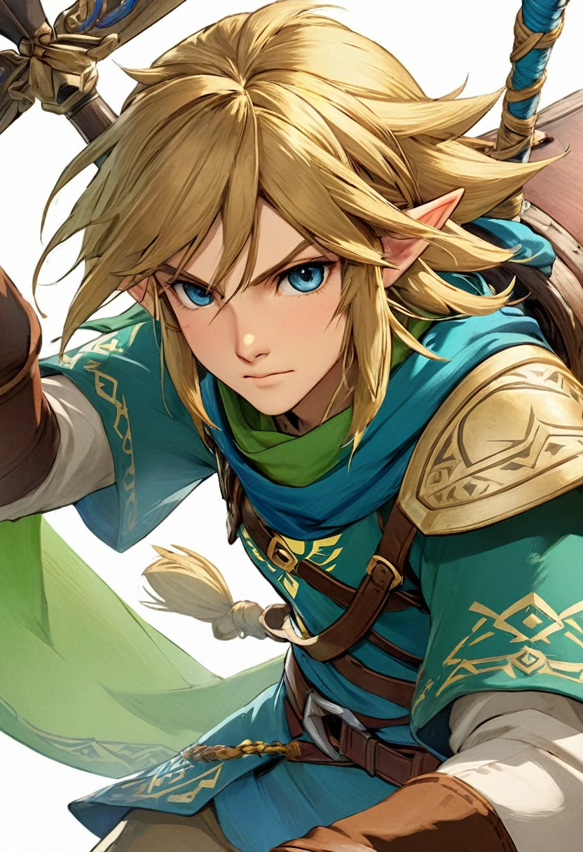 《The Legend of Zelda》《Breath of the wilderness》Brave Hero Link Character Close-up Famous Action RPG Series Unique Charm of Gameplay and Art Design Masterpiece Highly Detailed Concept Art Highly Detailed Digital Art 