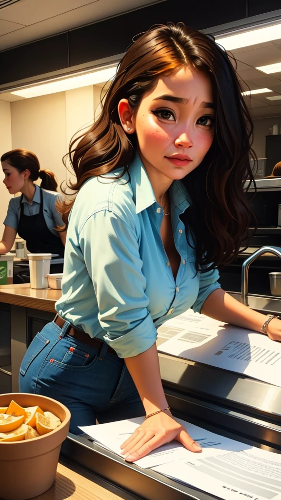 regular customer notices Maria's struggles and kindness, decides to help her with a generous tip and a recommendation letter.