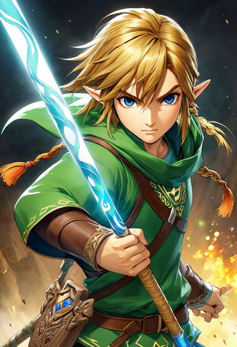 《The Legend of Zelda》《Breath of the wilderness》Brave Hero Link Character Close-up Famous Action RPG Series Unique Charm of Gameplay and Art Design Masterpiece Highly Detailed Concept Art Highly Detailed Digital Art 