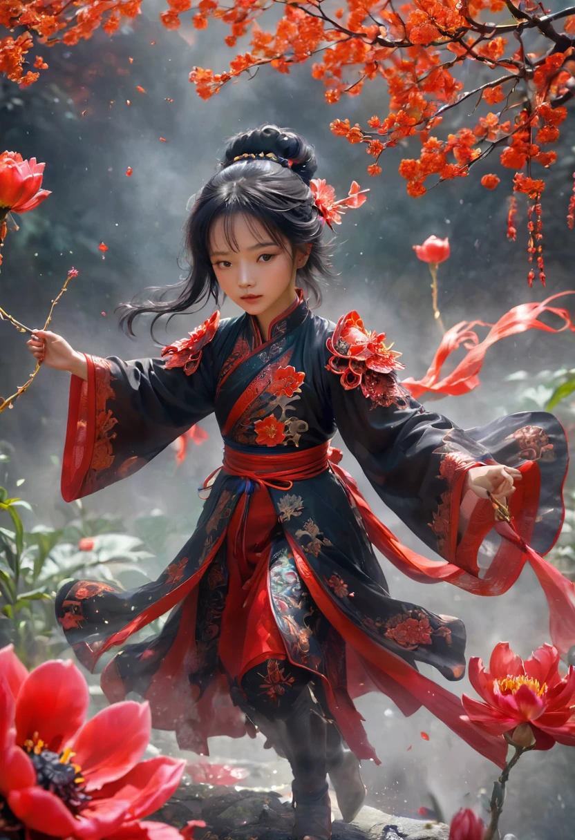魔法植物来自深渊of幽灵花, Demon flower,血红色of触手注视着死者，charm，of，fear