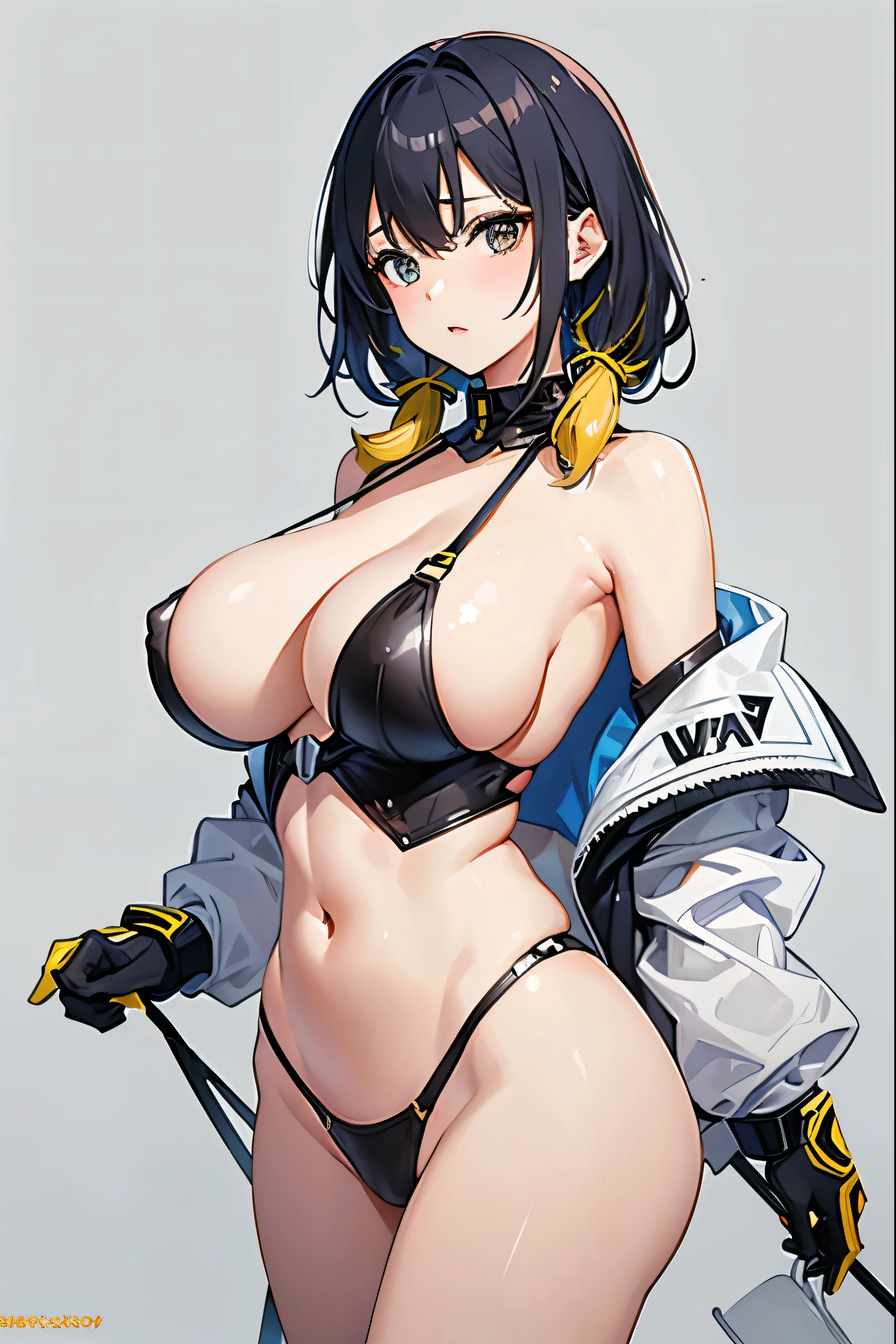   , big bobs , White background, top less, yellow hair