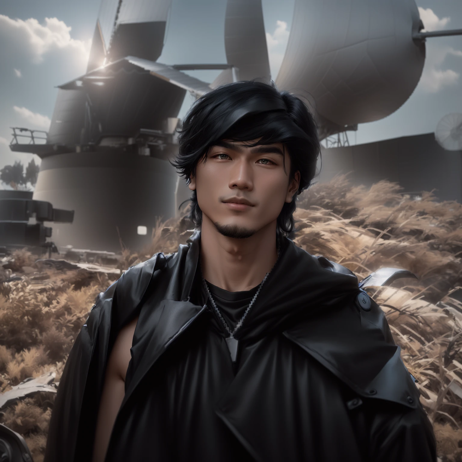 Arav man in black jacket standing in front of windmill, Profile picture 1024px, Twitch Streamers / Ludwig the Gamer, Filmed in the early 2020s, Mr. Huang, David Liang, Vacation photos, He has long black hair, Avatar Profile Picture, Bladee from Drain Gang, Damian Chen, Avatar pictures