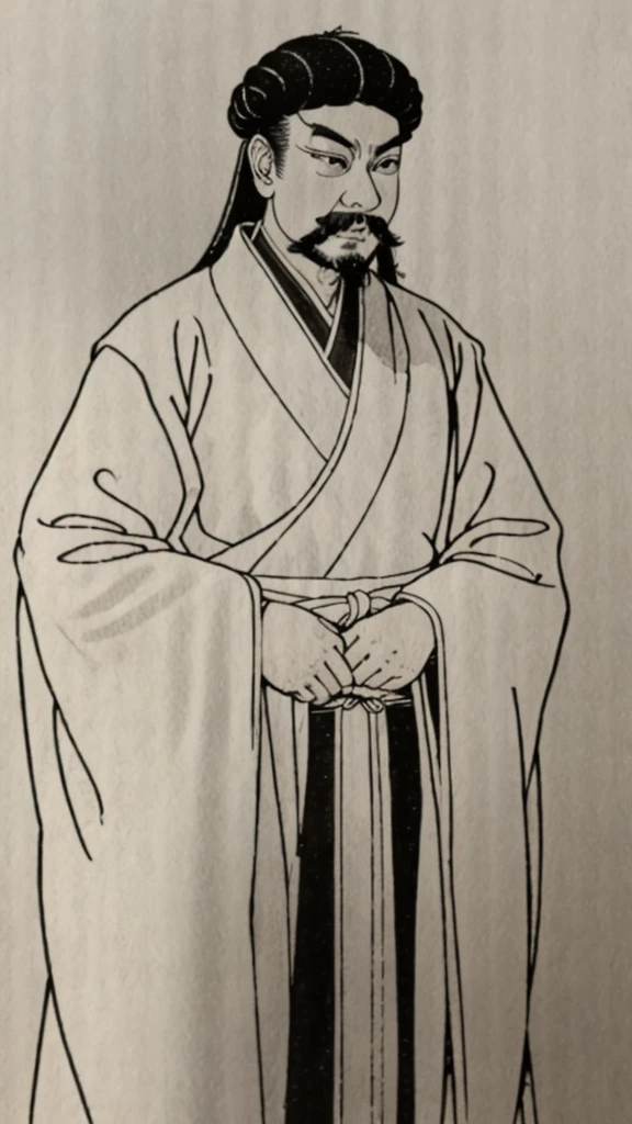 Oriental、Man in simple ancient Chinese costume、Highest quality、masterpiece、Ultra-high resolution、(Realistic:1.4)、Game Poster、Three Kingdoms