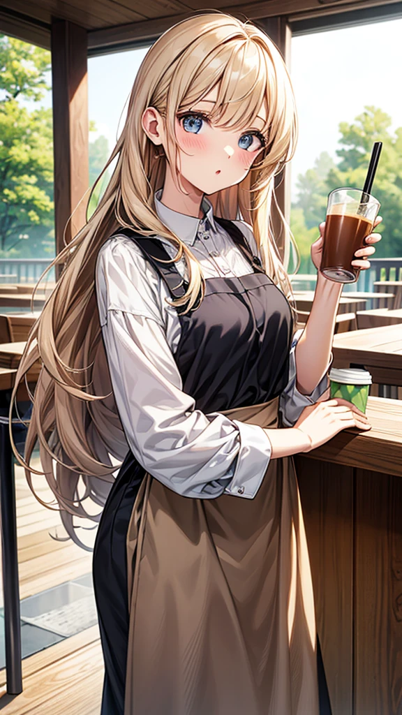 **background**:Eco Friendly Cafe、Plastic-free and sustainable design
**woman**:Semi-long hair、ナチュラルなエコファッションを着たwomanが、Drinking coffee from a reusable cup