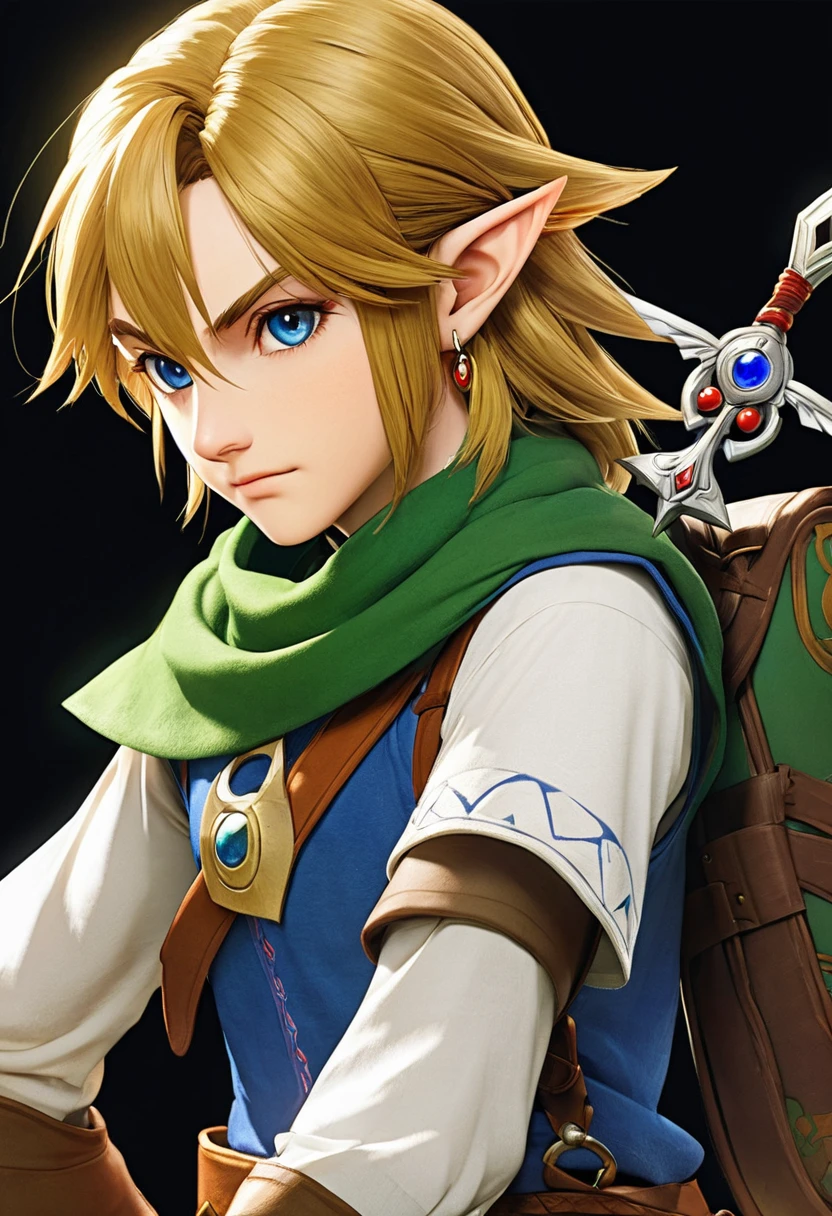 《The Legend of Zelda》《Breath of the wilderness》Brave Hero Link Character Close-up Famous Action RPG Series Unique Charm of Gameplay and Art Design Masterpiece Highly Detailed Concept Art Highly Detailed Digital Art 