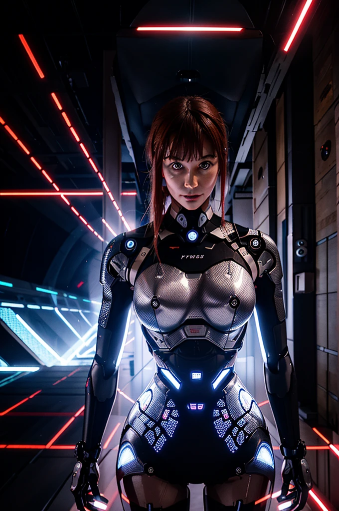 generate me a robot of 4,50 mètres qui tire des rayons lasers avec ses yeux et qui est faible mais très résistant et qui peut voir des visions du futur