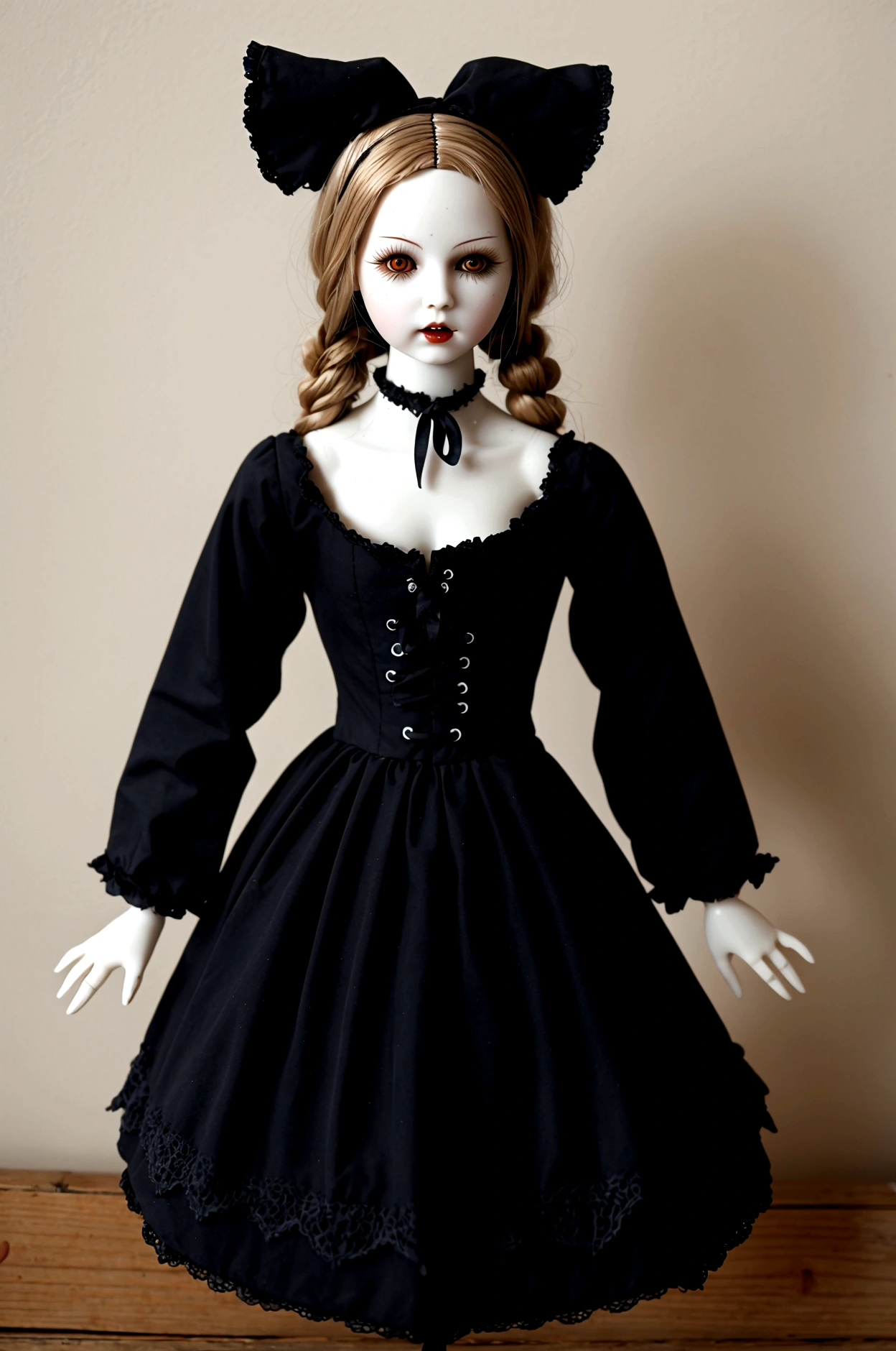 AN OLD, FACELESS PORCELAIN DOLL WITH ANIMAL FITNESS ,REALISTIC GOTHIC IMAGE DEMONIAC IMAGE