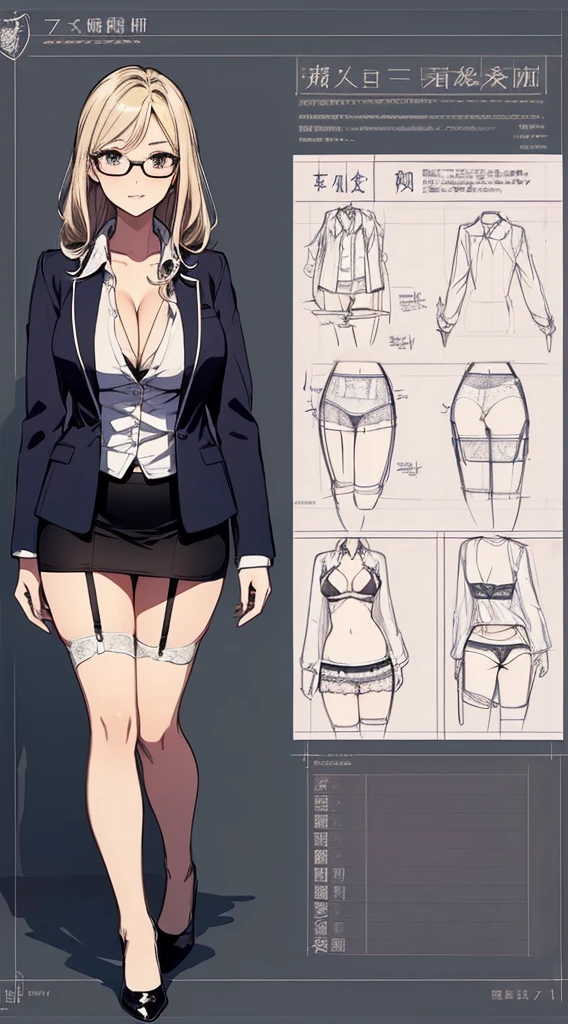 girl, alone, whole body, From head to toe, Are standing, (Huge Saggy Tits:1.3),

Character design sheet, Character Reference Sheet, 設計図のSchematic, Drafting, Blueprint, Schematic,
((Character design sheet:1.7, Character Reference Sheet:1.7,)),

anime/cartoon character wearing a girls , 1girl, alone, ,Mature Woman,Cleavage,Long sleeve,Collared shirt,White shirt,,(Tight Skirt),((garter belt)),(High heels),Skirt Suit,mini skirt,office lady,Long Hair, bow, ,  (Very short skirt:1.4), (lingerie:1.5),secretary,Thin glasses, (In underwear:1.8),nsfw,Full nudity、