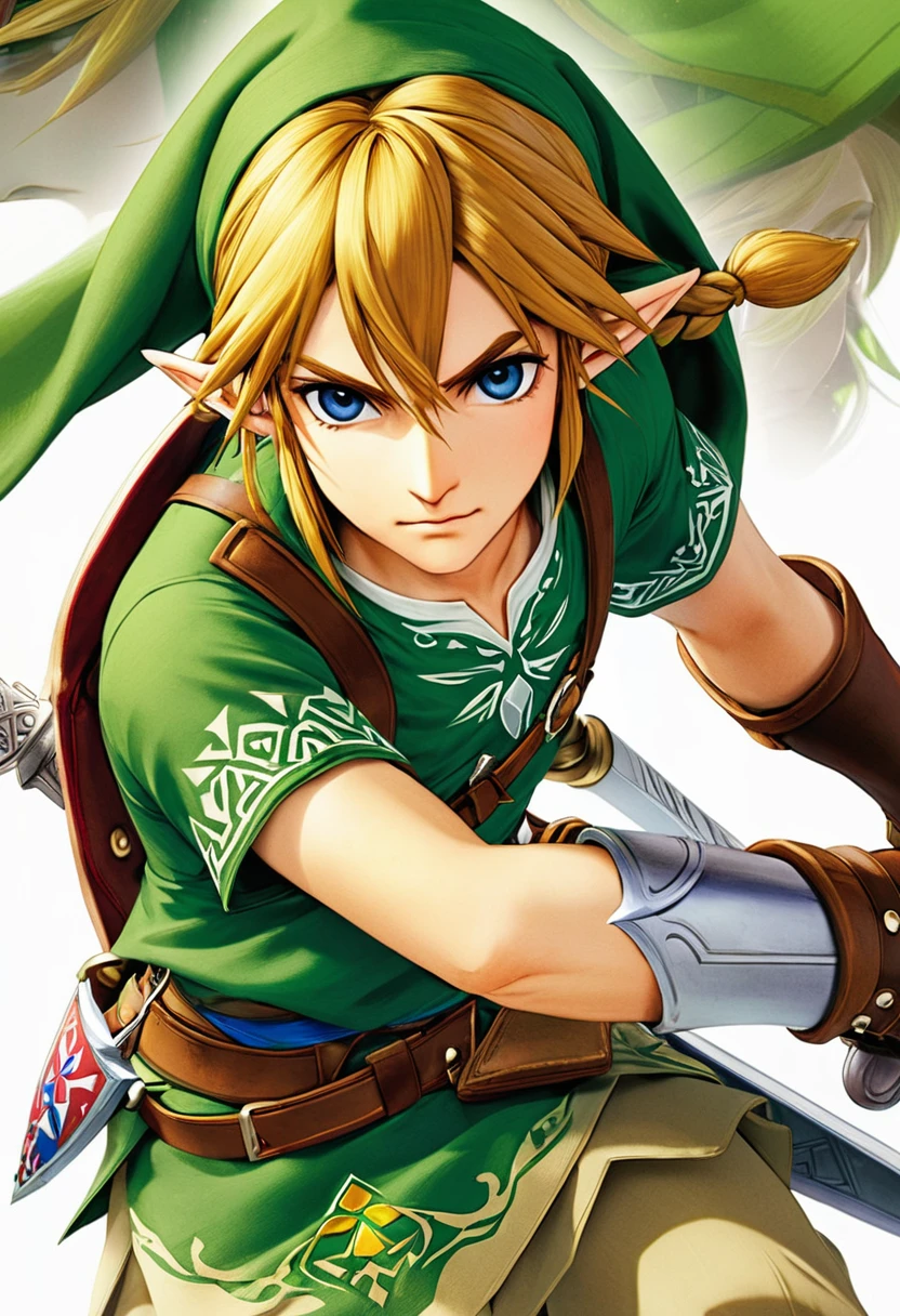 《The Legend of Zelda》《Breath of the wilderness》Brave Hero Link Character Close-up Famous Action RPG Series Unique Charm of Gameplay and Art Design Masterpiece Highly Detailed Concept Art Highly Detailed Digital Art 