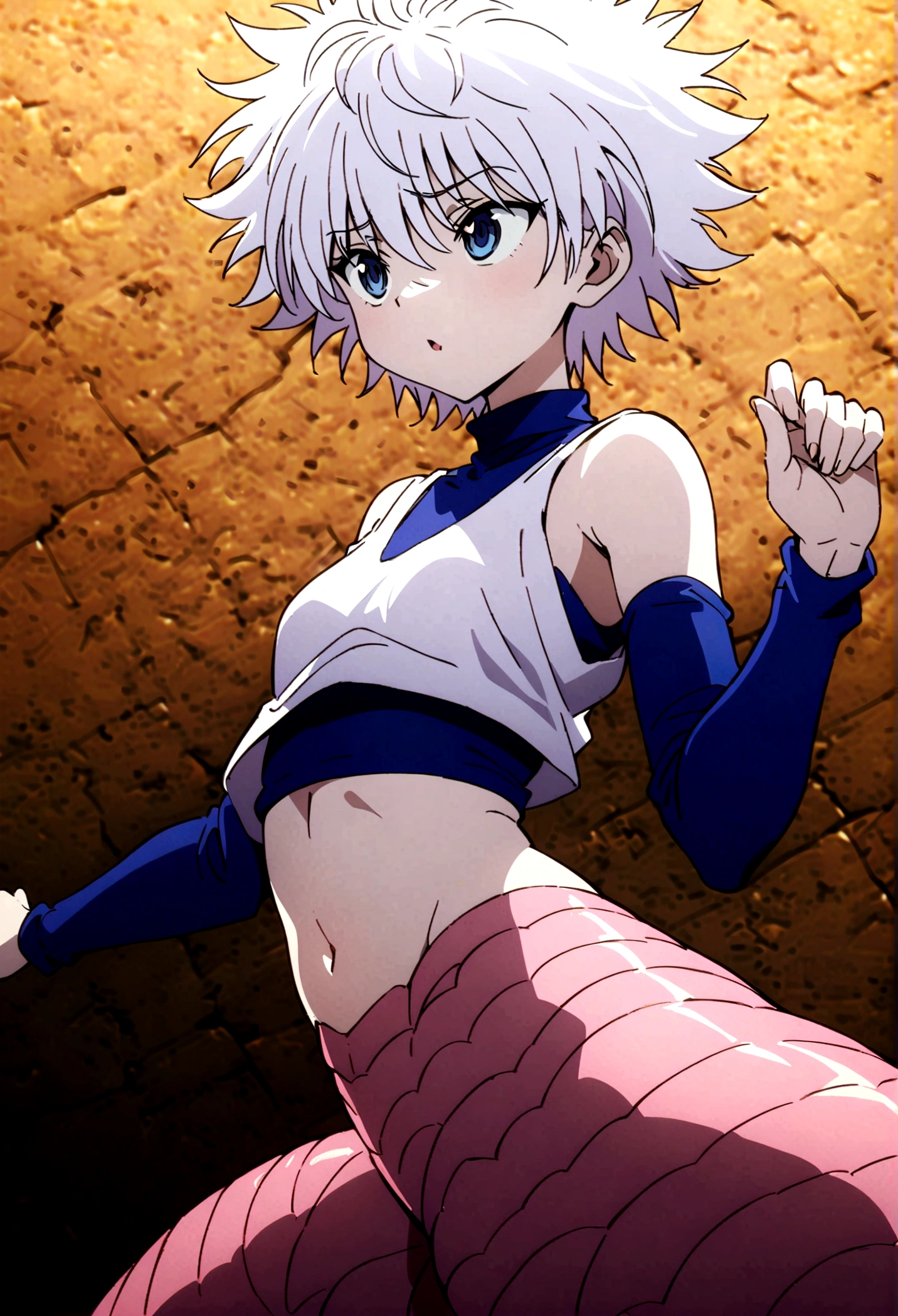 killua zoldyck ahegao, crop top, and lamia body