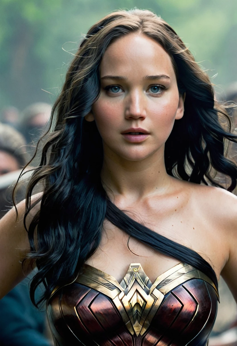 (((Extreme close-up Diaema Wonder Woman(((Jennifer Lawrence))),(((long black hair)))under the mantle of the Amazon warrior Wonder Woman Diaema Wonder Woman frontal images color images Splash))),(((Jennifer Lawrence))),(((black hair Largo))),(((black hair))),(((Diaema Wonder Woman)))