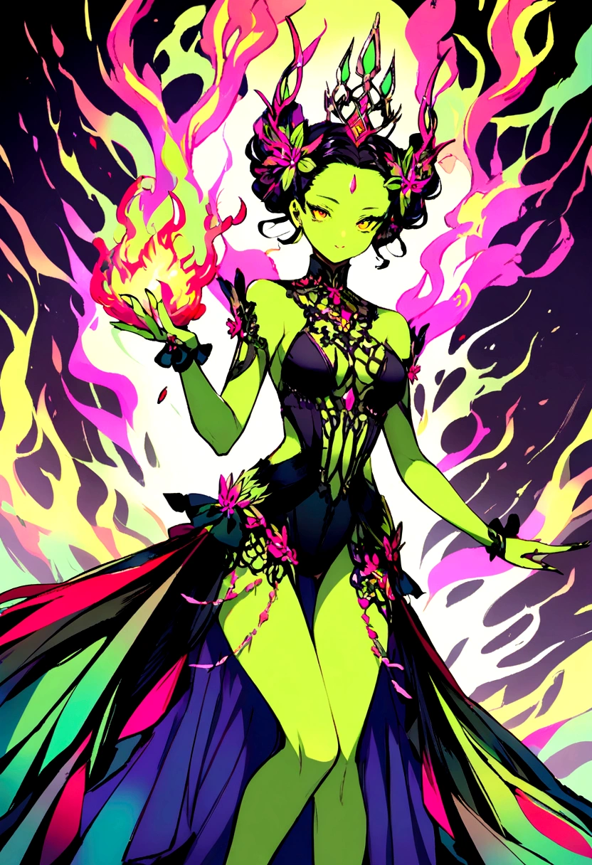 Woman with light green skin,