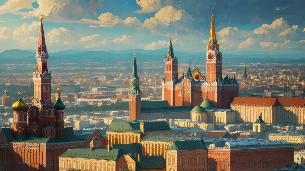 arafed view of a city with a clock tower and a clock tower, moscow, red square moscow, russian city, russian architecture, red square, inspired by Vasily Surikov, beautiful russia of the future, by Vassily Maximov, russia, by Dmitry Levitzky, by Alexey Venetsianov, by Marie Bashkirtseff