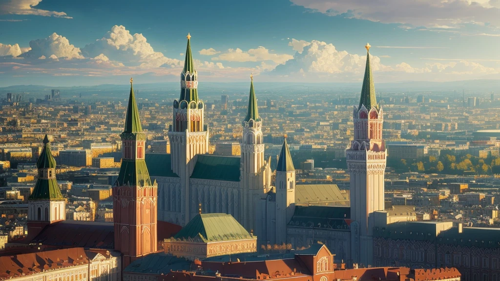 arafed view of a city with a clock tower and a clock tower, moscow, red square moscow, russian city, russian architecture, red square, inspired by Vasily Surikov, beautiful russia of the future, by Vassily Maximov, russia, by Dmitry Levitzky, by Alexey Venetsianov, by Marie Bashkirtseff