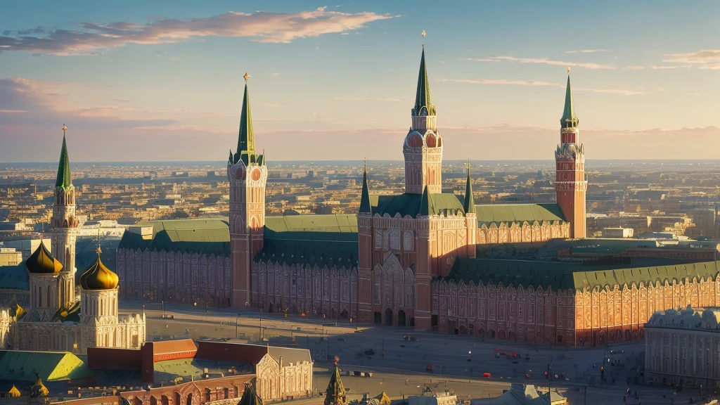 arafed view of a city with a clock tower and a clock tower, moscow, red square moscow, russian city, russian architecture, red square, inspired by Vasily Surikov, beautiful russia of the future, by Vassily Maximov, russia, by Dmitry Levitzky, by Alexey Venetsianov, by Marie Bashkirtseff