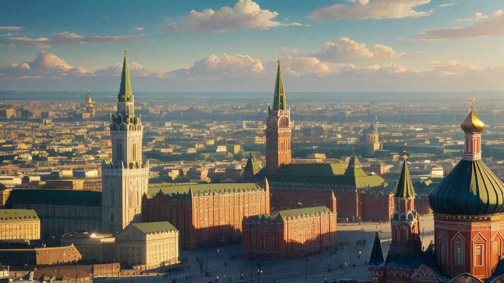 arafed view of a city with a clock tower and a clock tower, moscow, red square moscow, russian city, russian architecture, red square, inspired by Vasily Surikov, beautiful russia of the future, by Vassily Maximov, russia, by Dmitry Levitzky, by Alexey Venetsianov, by Marie Bashkirtseff