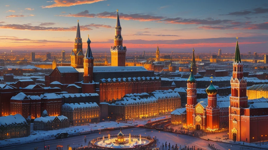 arafed view of a city with a clock tower and a clock tower, moscow, red square moscow, russian city, russian architecture, red square, inspired by Vasily Surikov, beautiful russia of the future, by Vassily Maximov, russia, by Dmitry Levitzky, by Alexey Venetsianov, by Marie Bashkirtseff