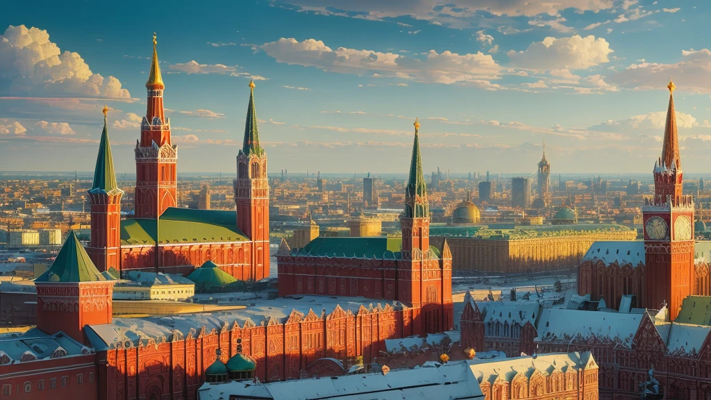 arafed view of a city with a clock tower and a clock tower, moscow, red square moscow, russian city, russian architecture, red square, inspired by Vasily Surikov, beautiful russia of the future, by Vassily Maximov, russia, by Dmitry Levitzky, by Alexey Venetsianov, by Marie Bashkirtseff