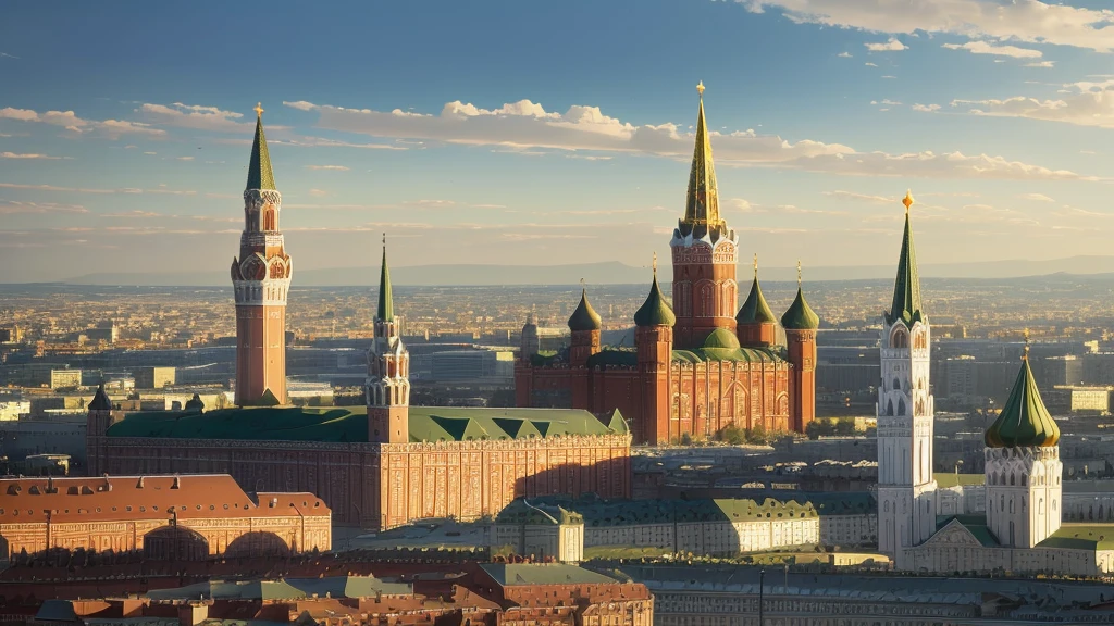 arafed view of a city with a clock tower and a clock tower, a matte painting inspired by Vasily Surikov, tumblr, socialist realism, moscow, red square moscow, russian city, russian architecture, red square, beautiful russia of the future, russia, street of moscow, in moscow centre, moscow kremlin, kremlin, imperial russia, traditional russia