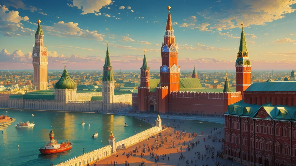 arafed view of a city with a clock tower and a clock tower, moscow, red square moscow, russian city, russian architecture, red square, inspired by Vasily Surikov, beautiful russia of the future, by Vassily Maximov, russia, by Dmitry Levitzky, by Alexey Venetsianov, by Marie Bashkirtseff