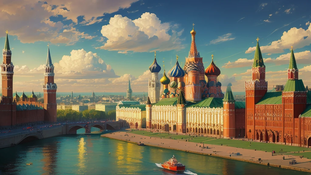 arafed view of a city with a clock tower and a clock tower, moscow, red square moscow, russian city, russian architecture, red square, inspired by Vasily Surikov, beautiful russia of the future, by Vassily Maximov, russia, by Dmitry Levitzky, by Alexey Venetsianov, by Marie Bashkirtseff